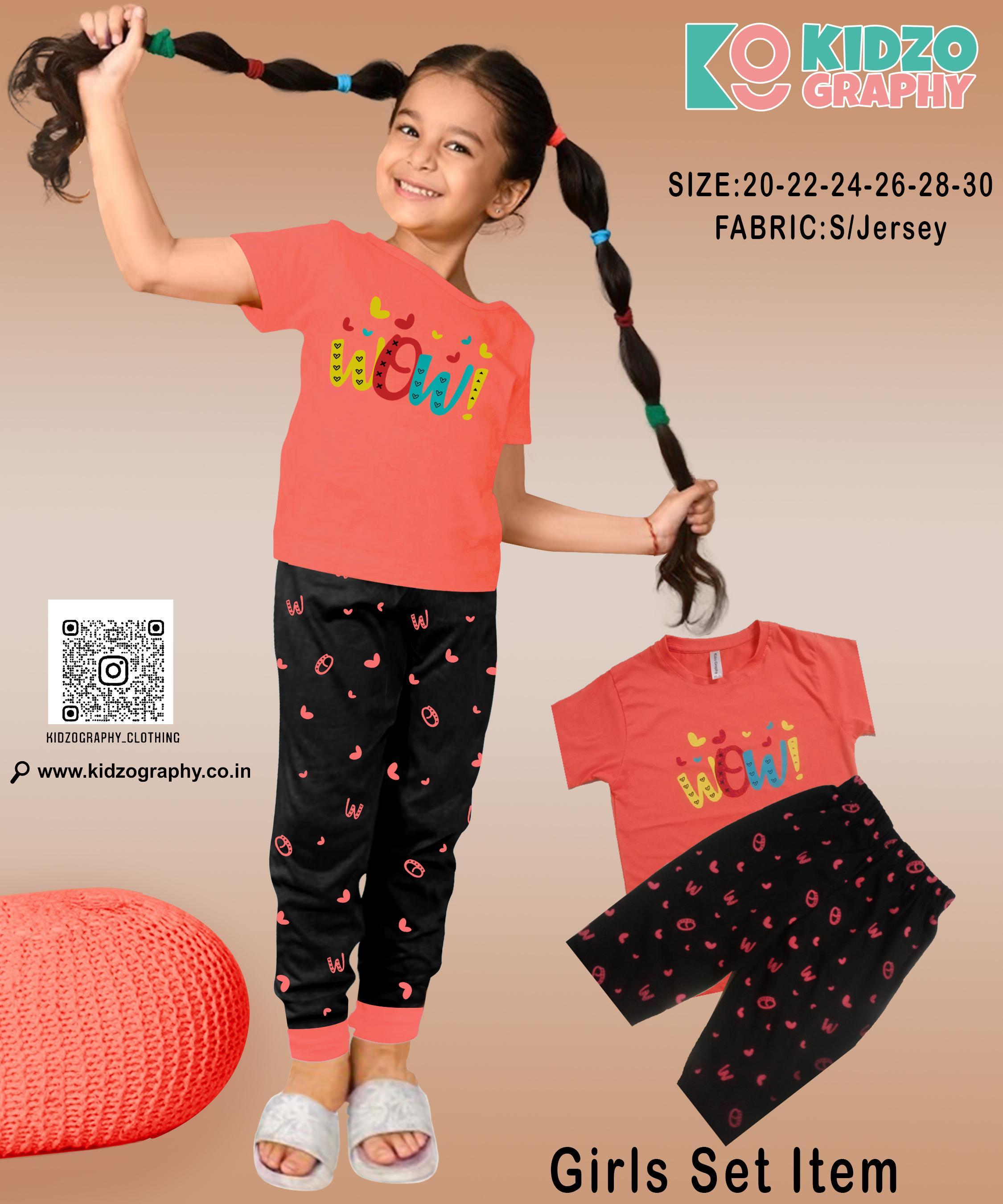 Kidzography Girls Printed Round Neck Capri Set Item