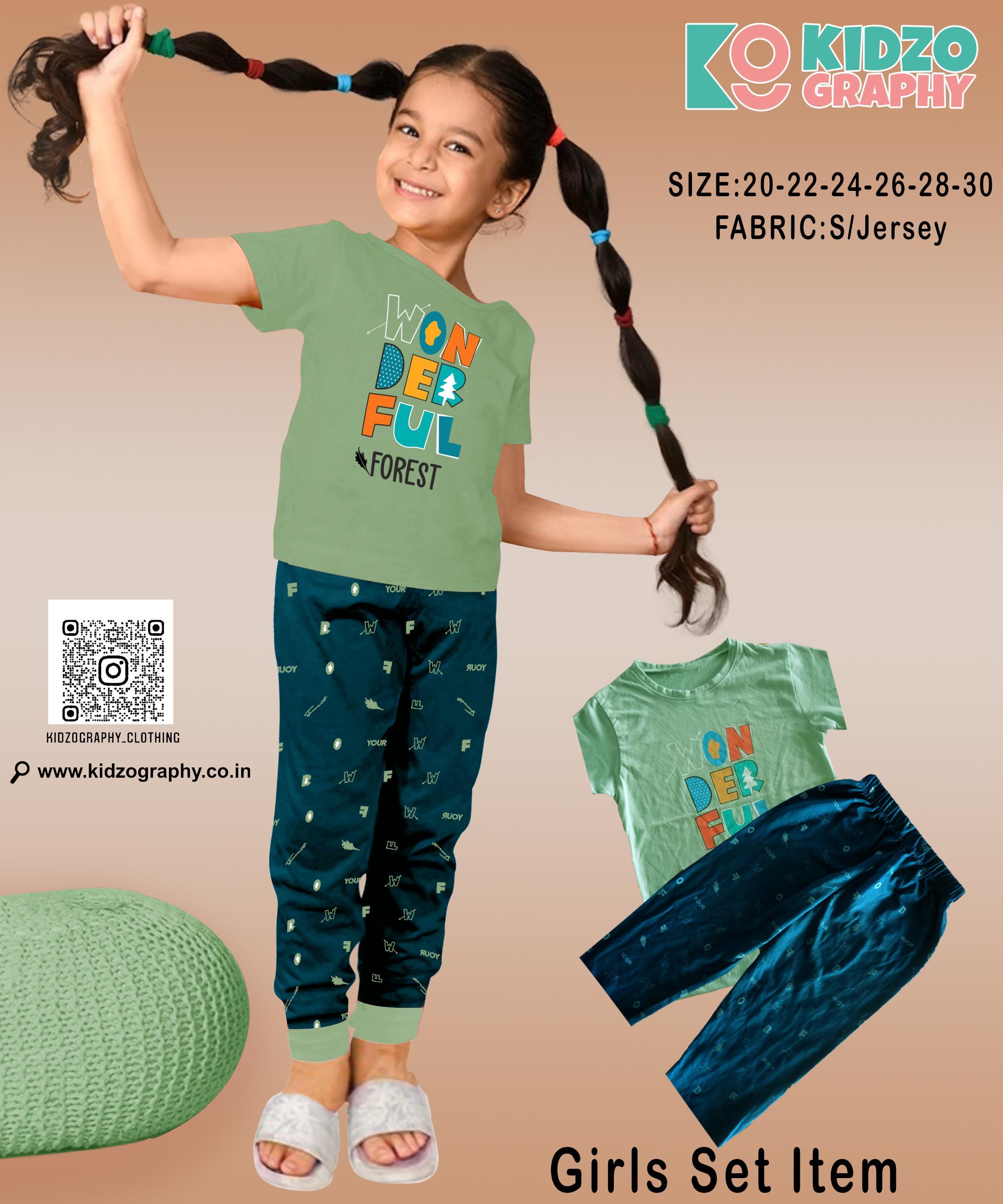 Kidzography Girls Printed Round Neck Capri Set Item
