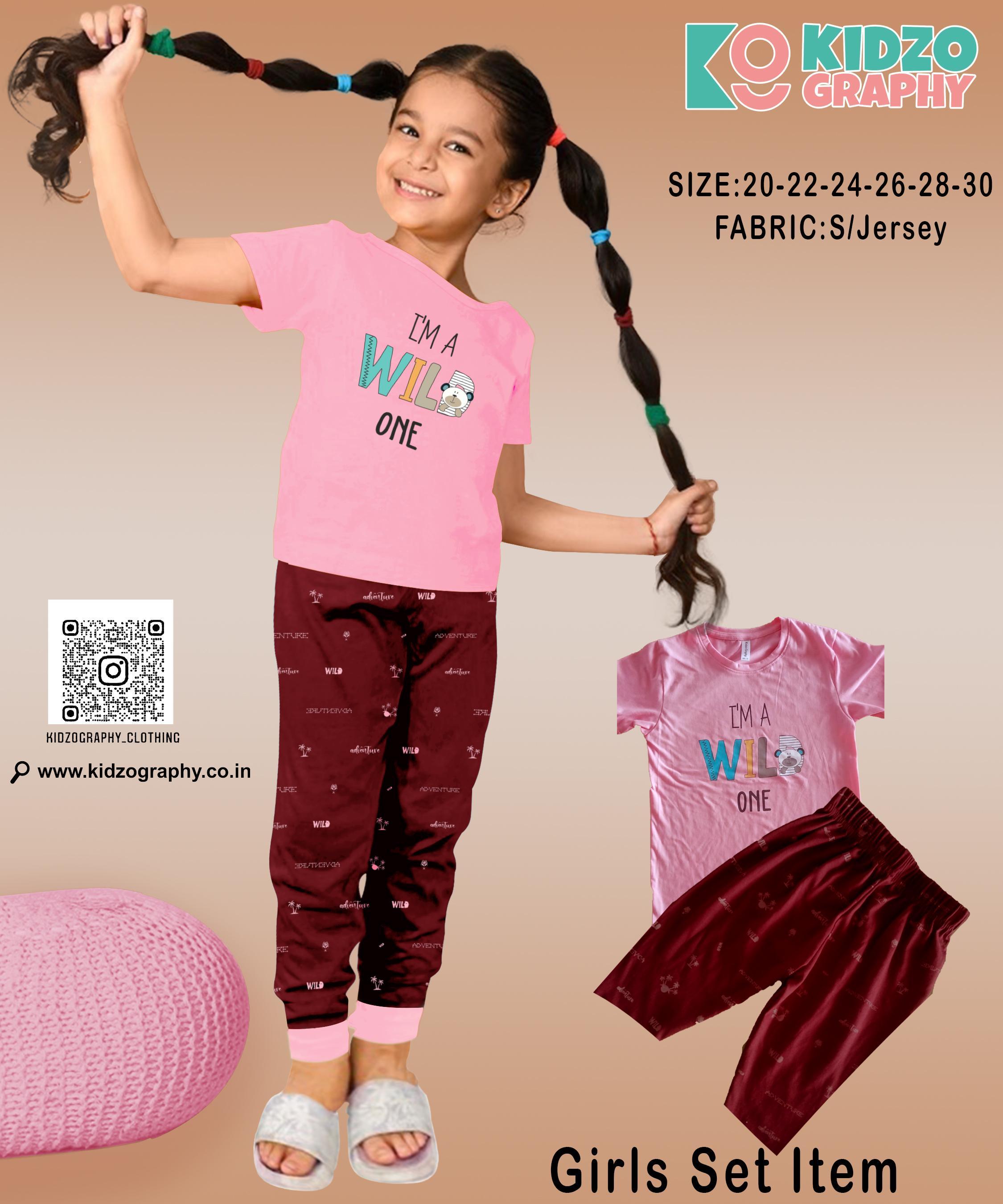 Kidzography Girls Printed Round Neck Capri Set Item