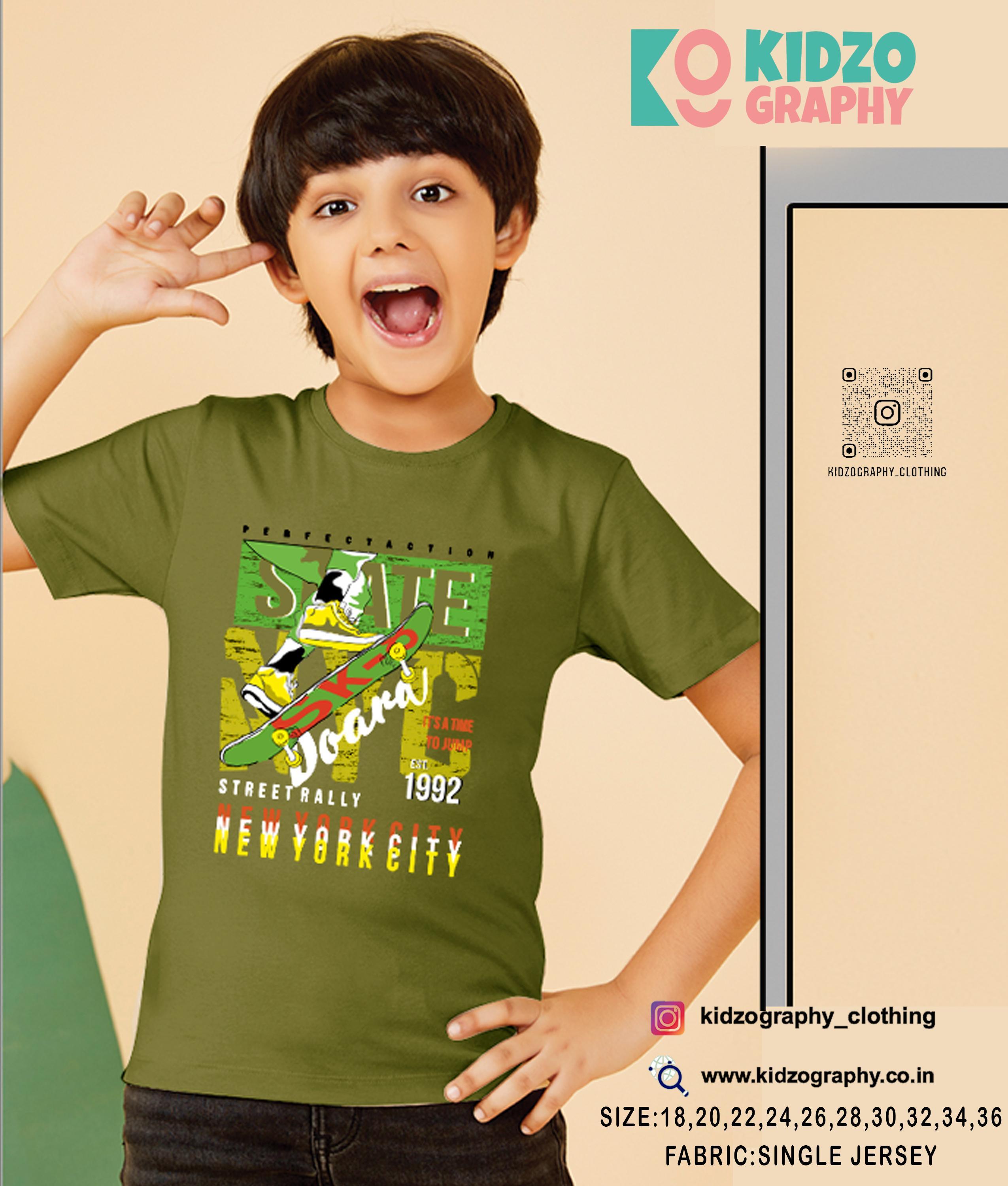 Kidzography Boy's Bouncer Round Neck Half Sleeves T-Shirt
