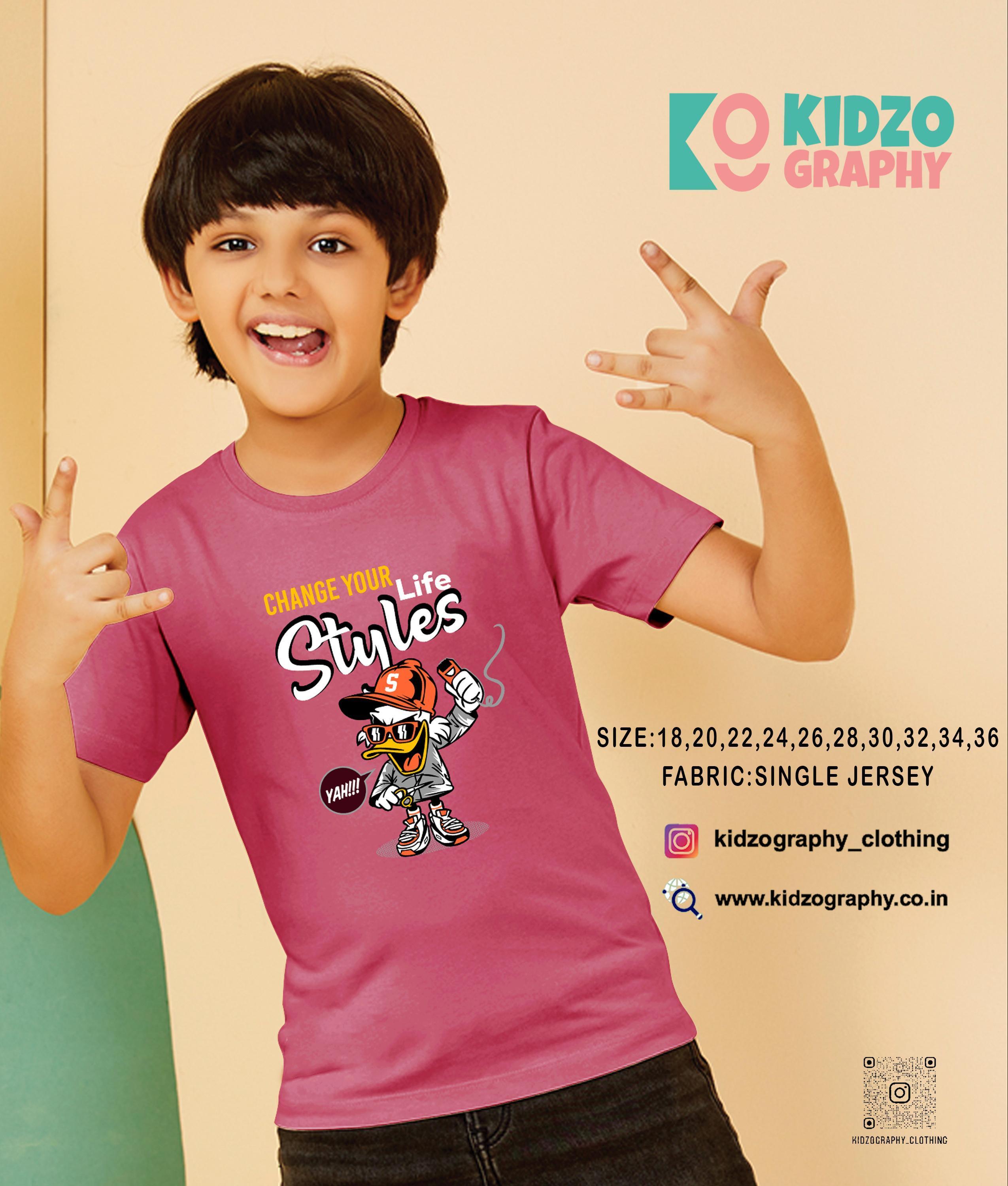 Kidzography Boy's Bouncer Round Neck Half Sleeves T-Shirt