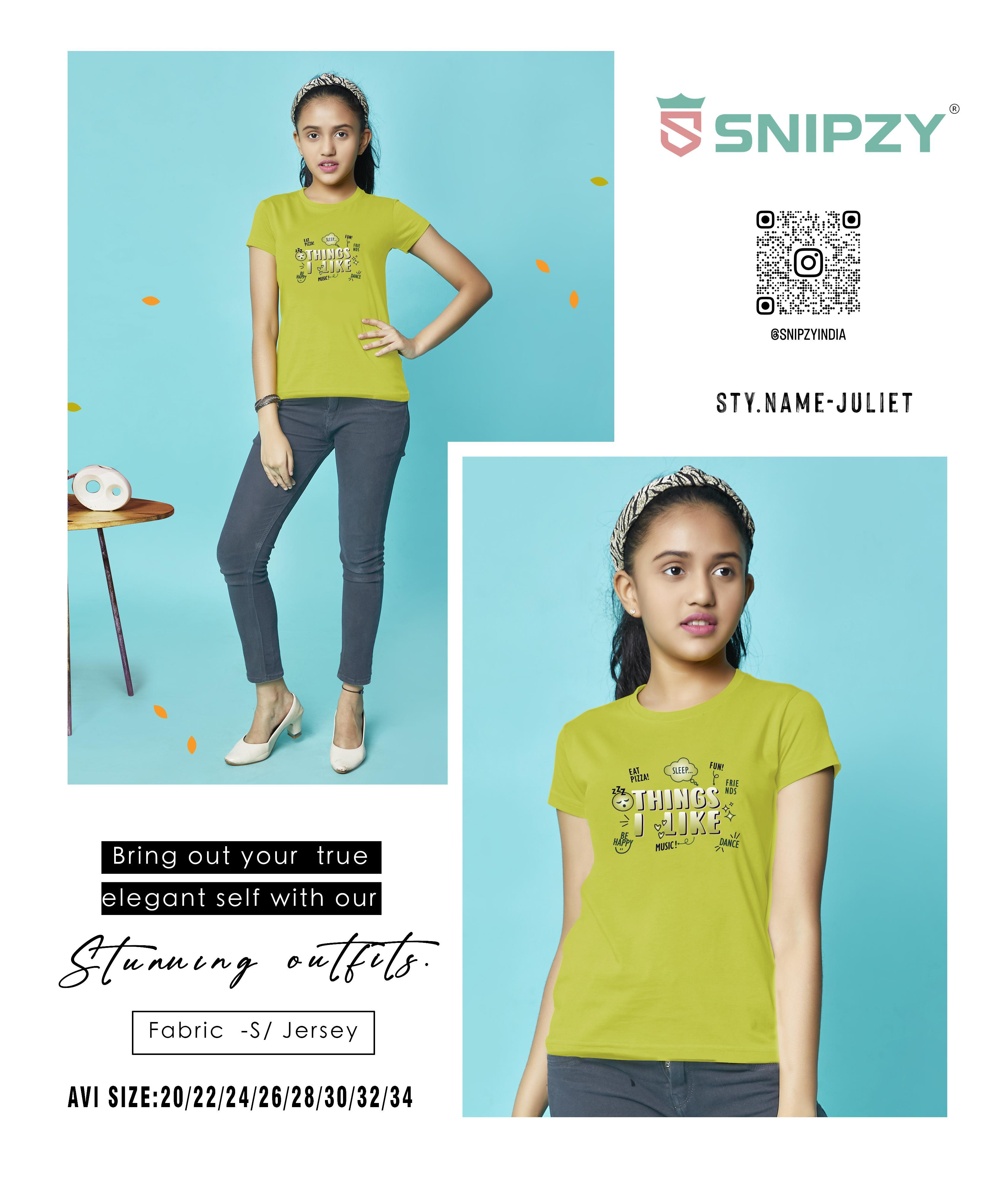 Snipzy Girls Bouncer S/Jersey RN HS T-Shirt (Juliet)