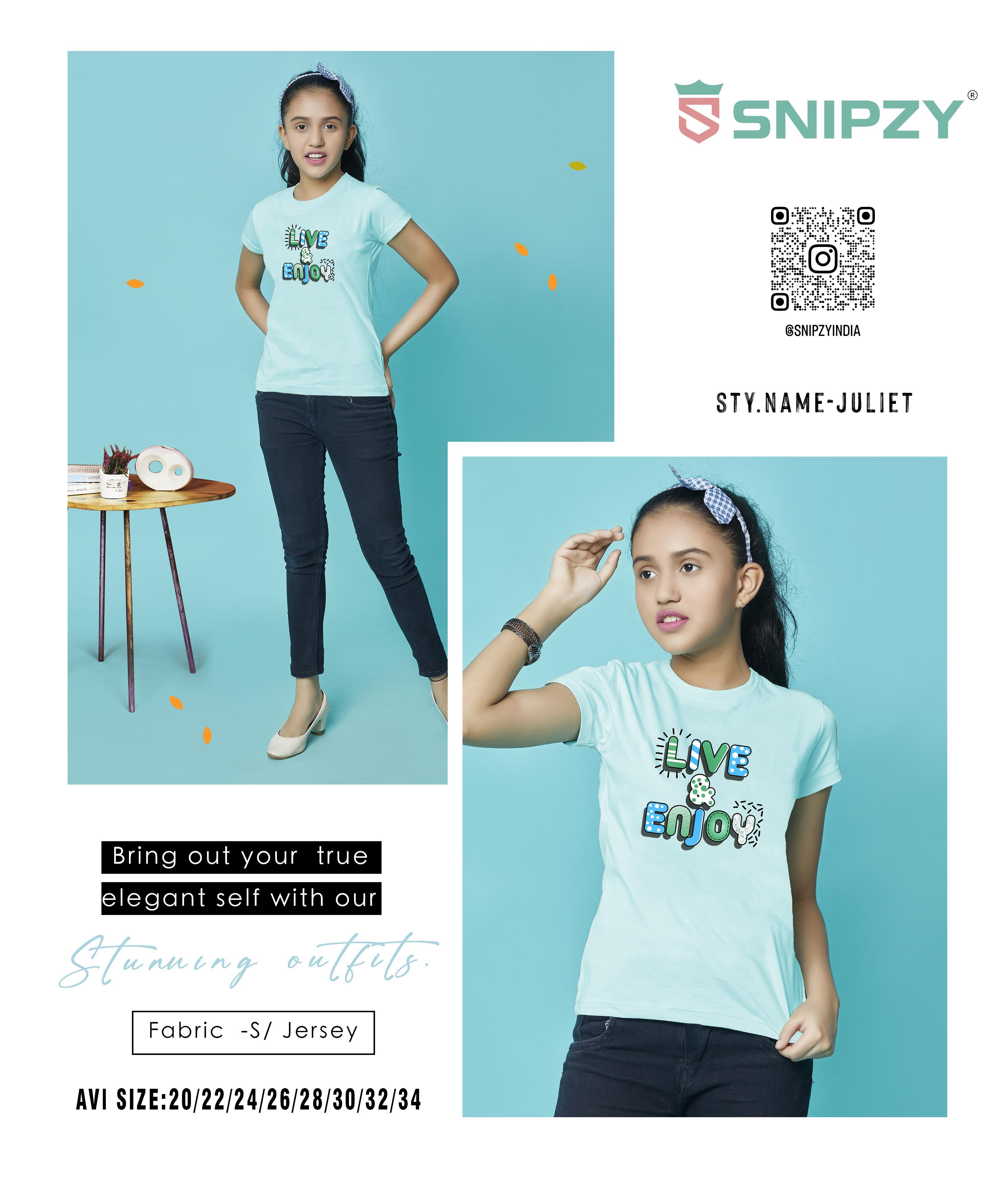 Snipzy Girls Bouncer S/Jersey RN HS T-Shirt (Juliet)