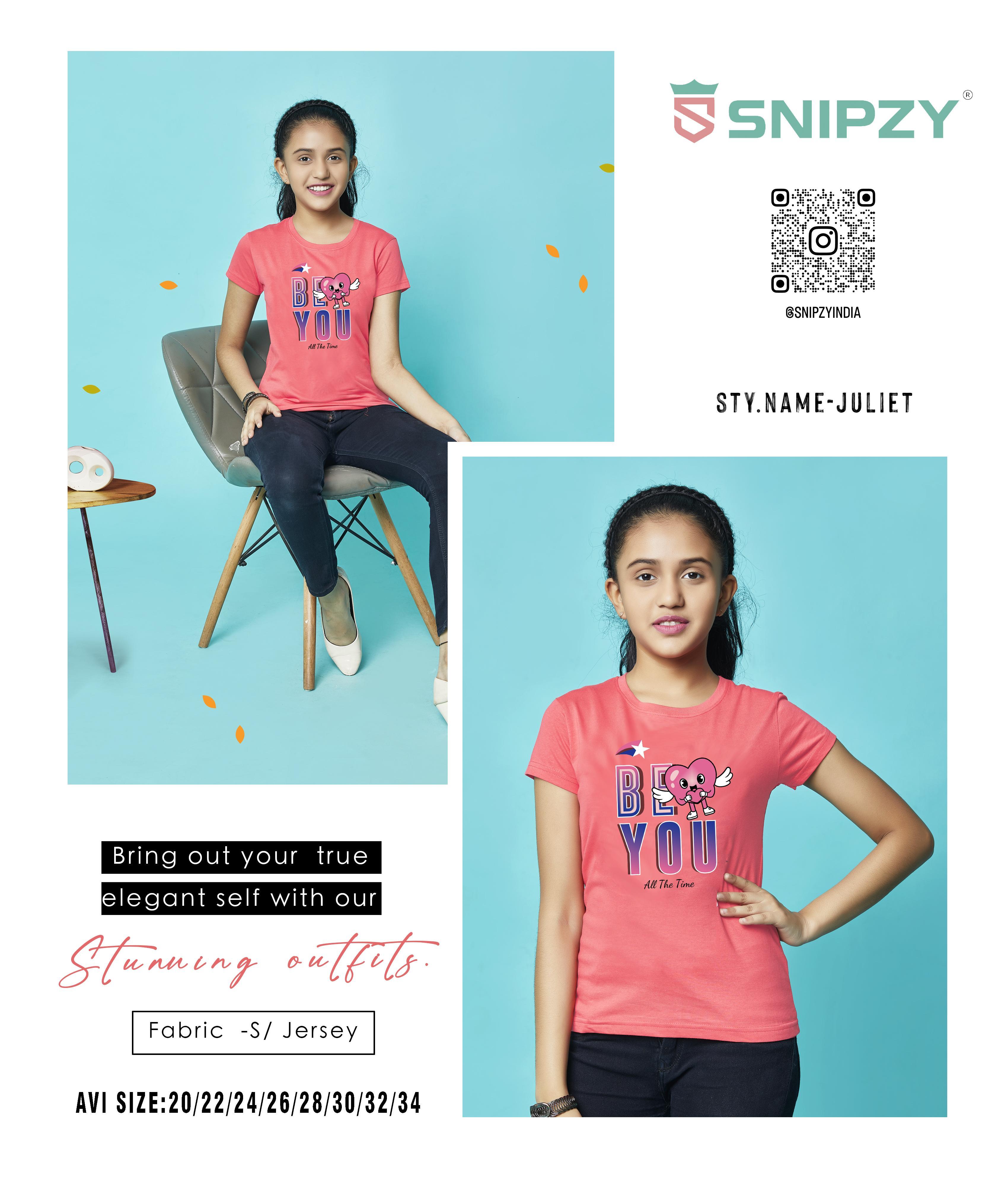 Snipzy Girls Bouncer S/Jersey RN HS T-Shirt (Juliet)