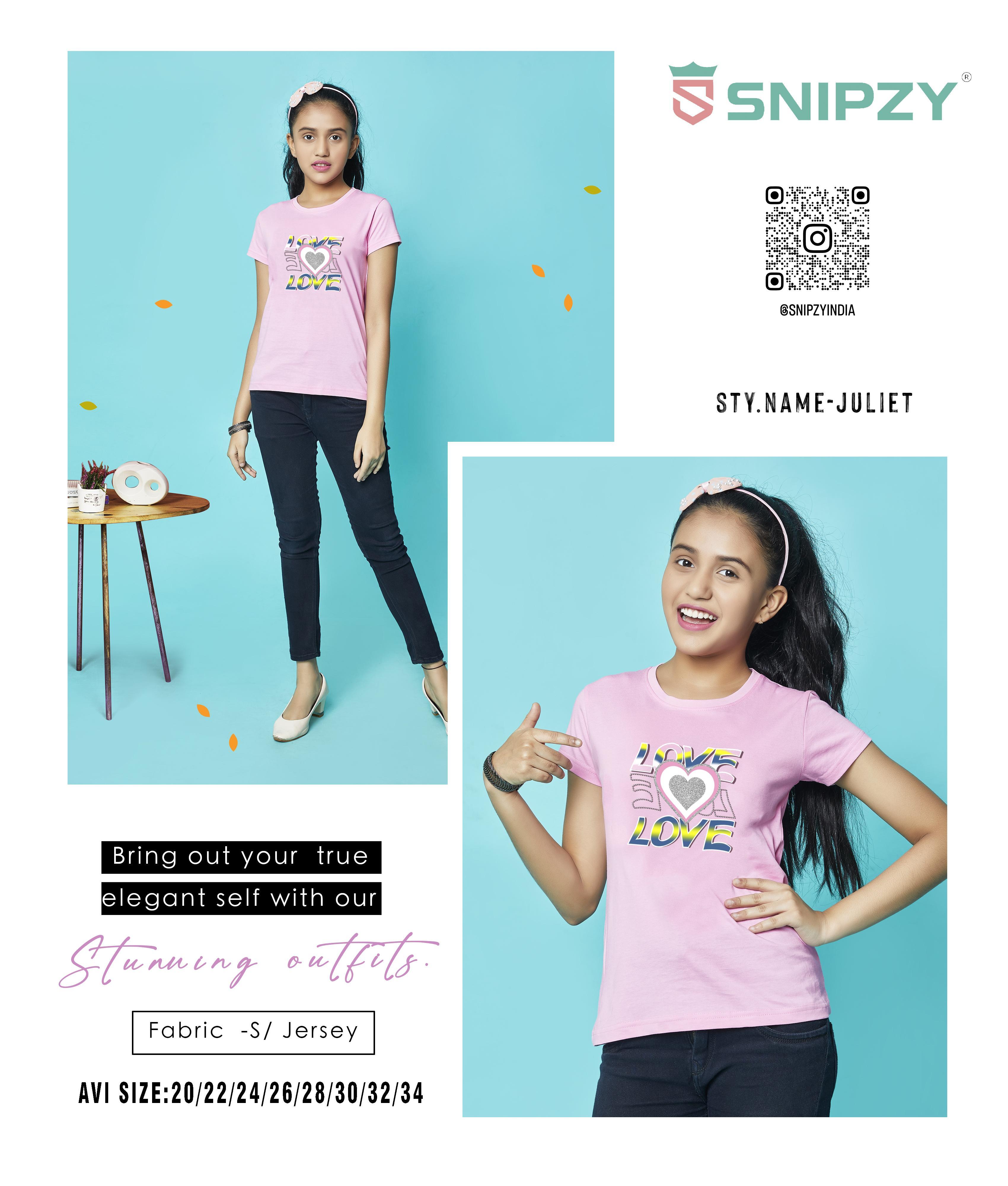 Snipzy Girls Bouncer S/Jersey RN HS T-Shirt (Juliet)