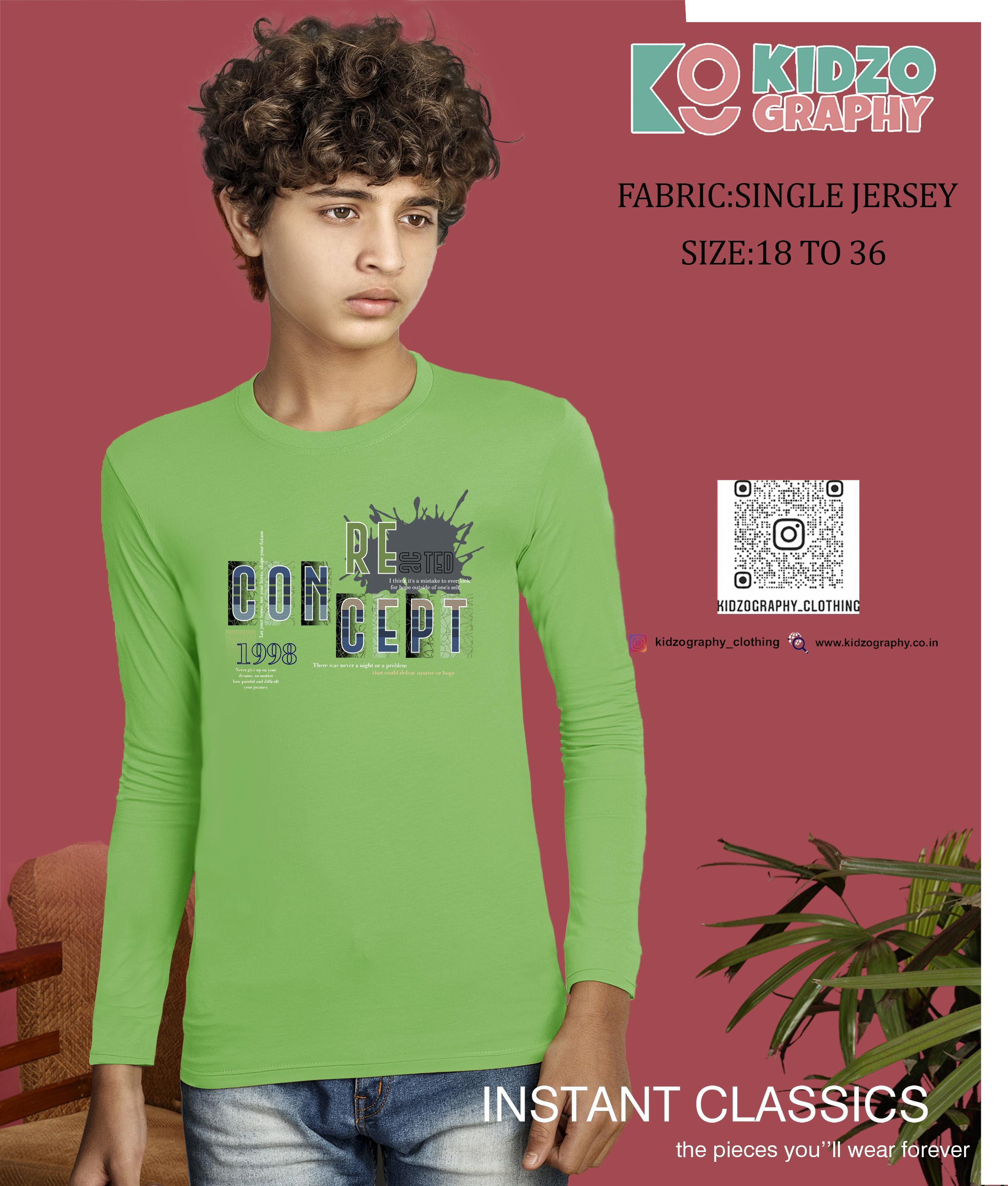 Kidzography Boy's Bouncer Full Sleeves RN T- Shirt (4197)