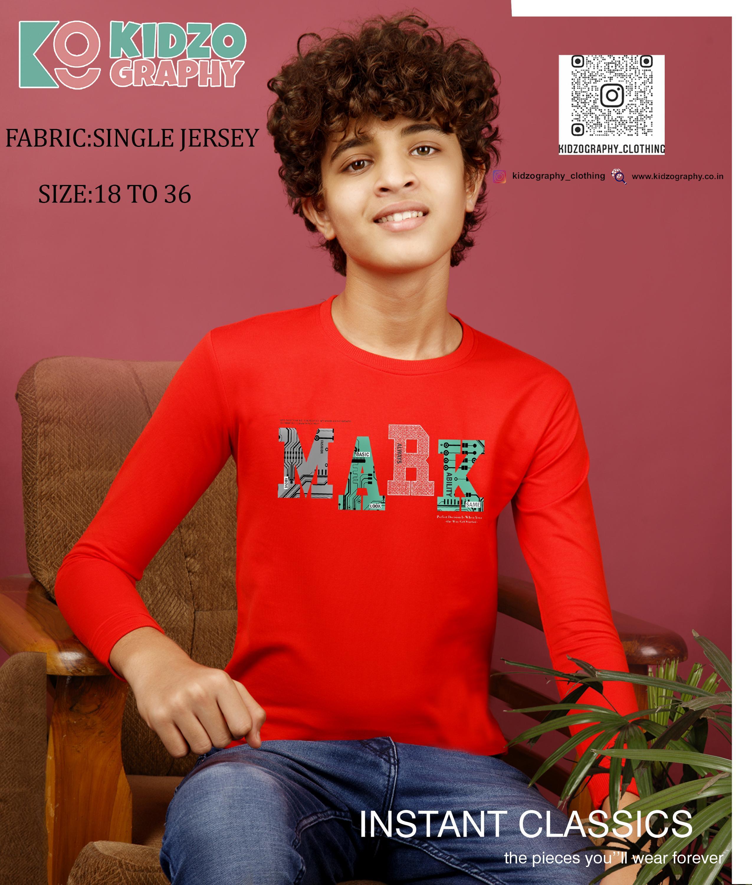 Kidzography Boy's Bouncer Full Sleeves RN T- Shirt (4197)