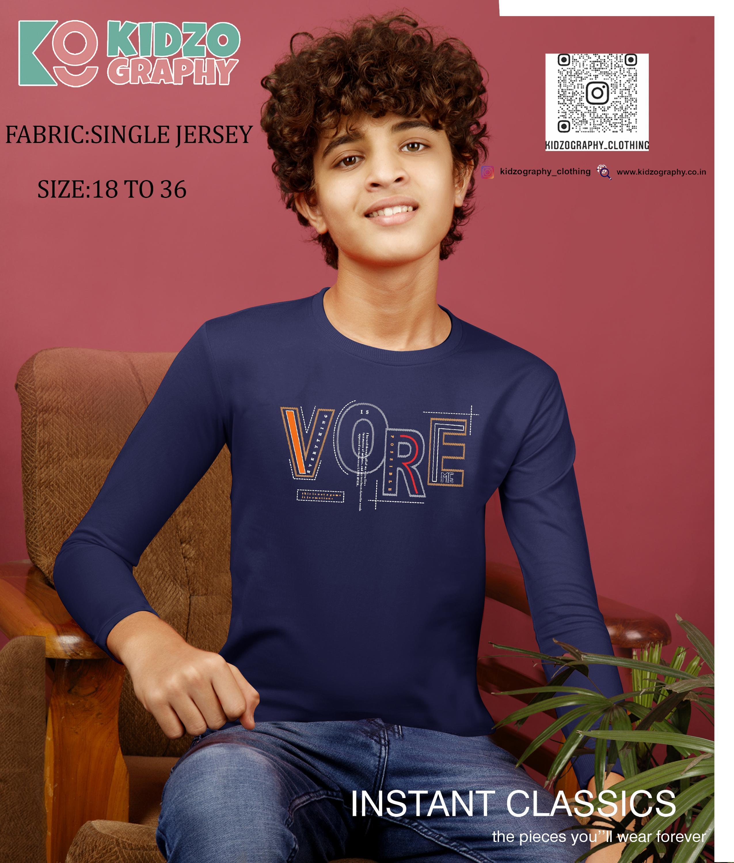 Kidzography Boy's Bouncer Full Sleeves RN T- Shirt (4197)