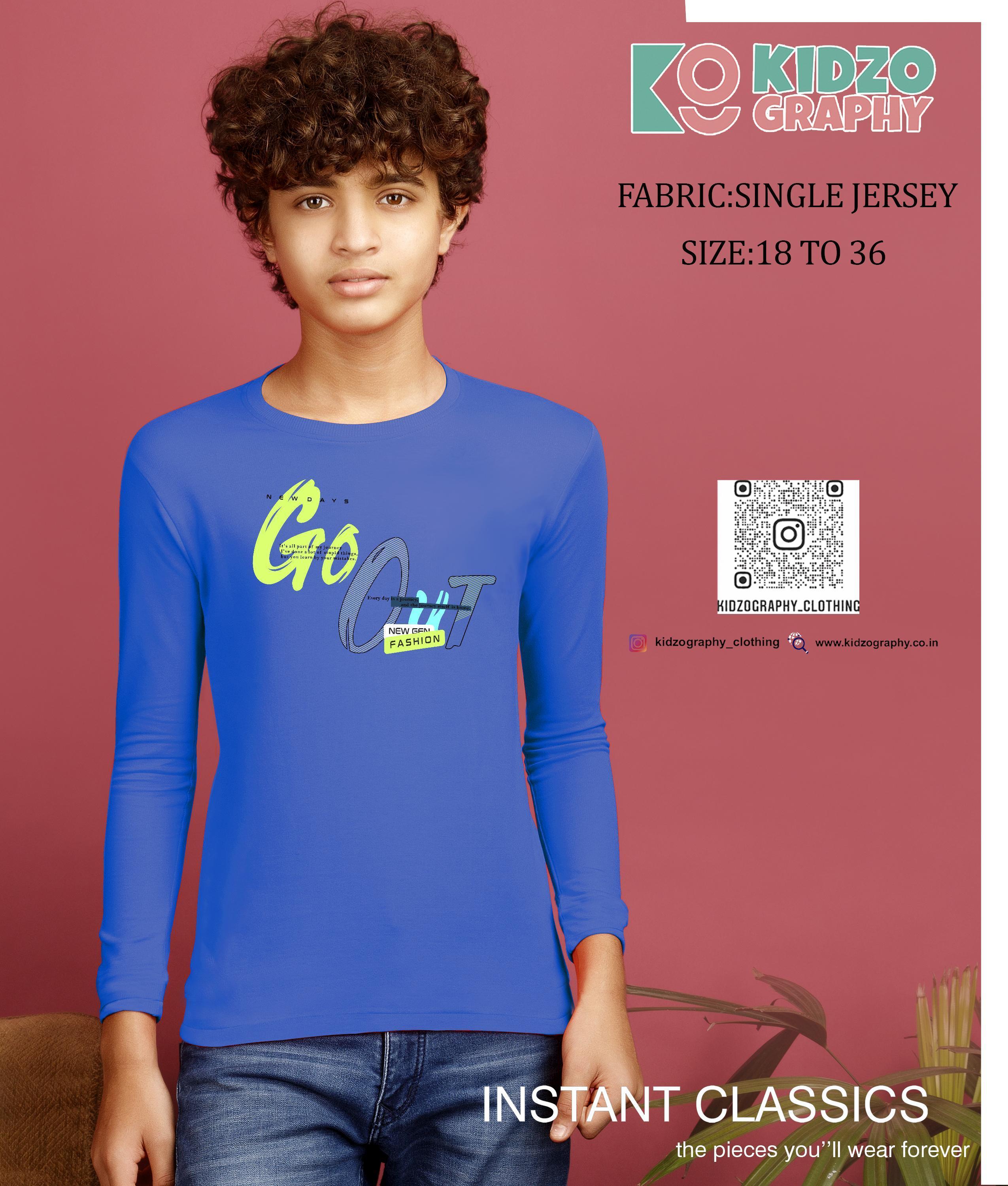 Kidzography Boy's Bouncer Full Sleeves RN T- Shirt (4197)